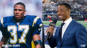 Rodney Harrision as a Charger and Newscaster
