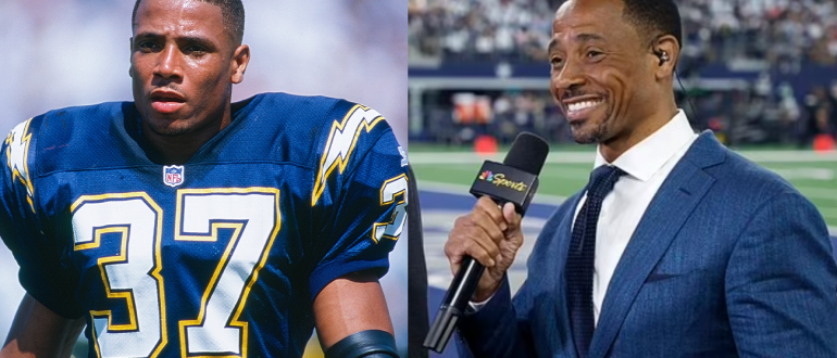 Rodney Harrision as a Charger and Newscaster