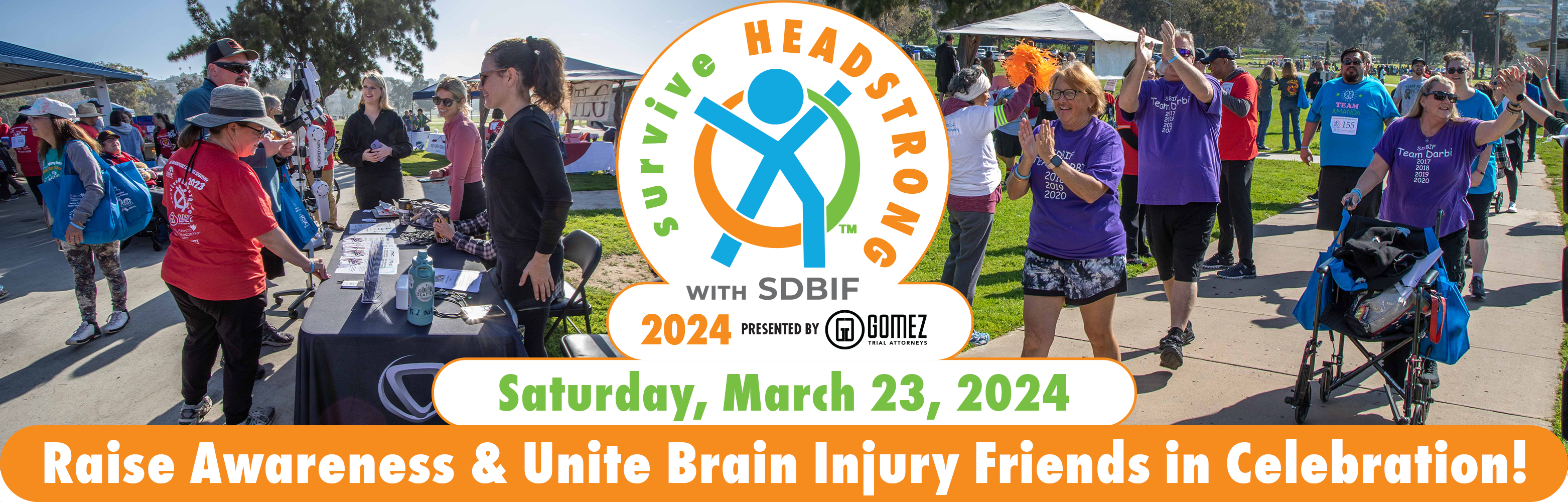 2024 surviveHEADSTRONG with SDBIF presented by Gomez Trial Attorneys event page banner