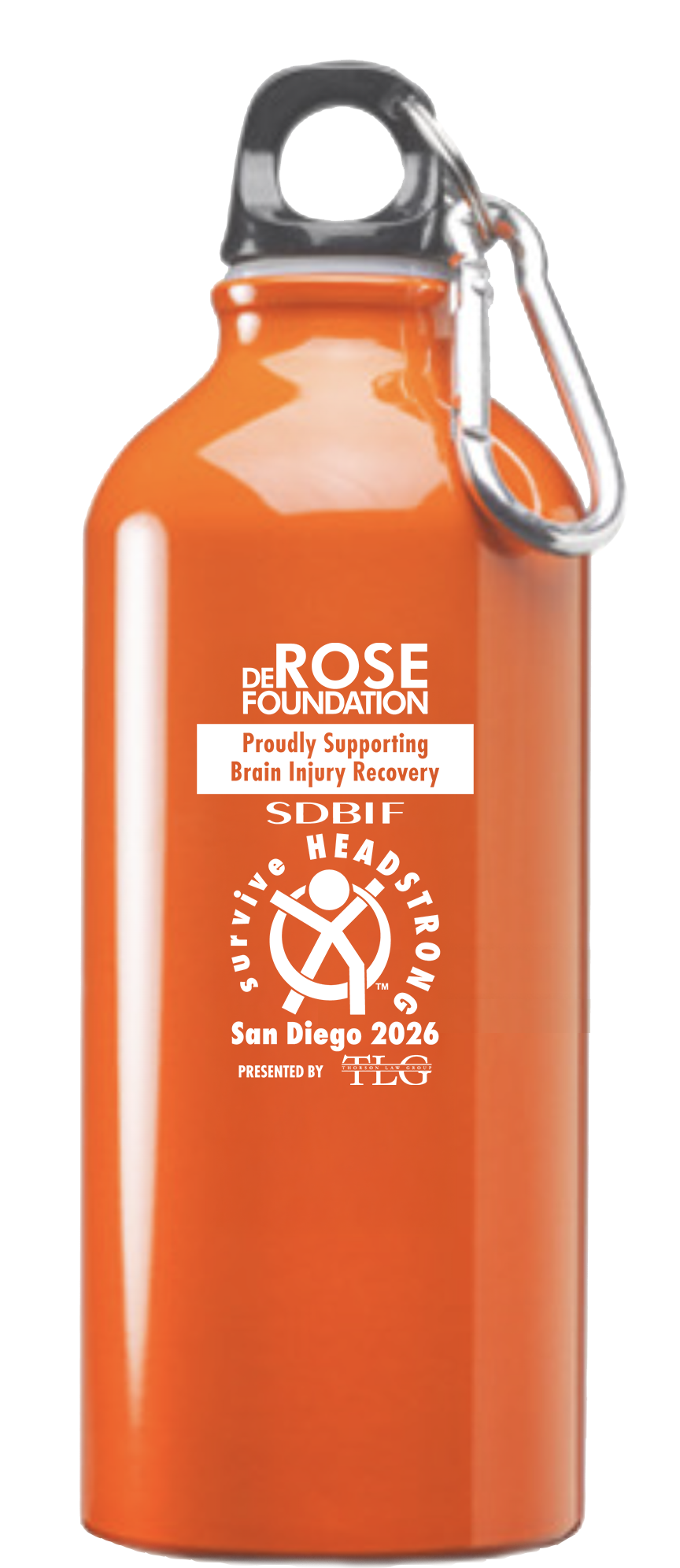 surviveHEADSTRONG San Diego presented by Thorson Law Group water bootle sponsered by deRose Foundation